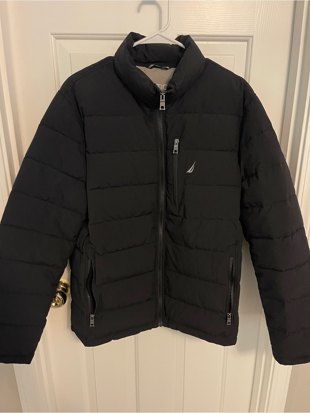 Nautica Black Quilted Puffer Jacket with Zip Pockets size Large